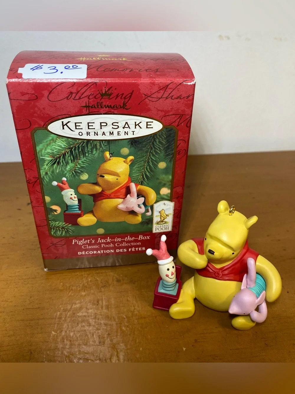 Hallmark Winnie The Pooh Disney Piglet's Jack-in-the Box Christmas Ornament 2000